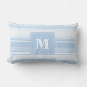 Coussin Rectangle Monogramme Bleu rayures