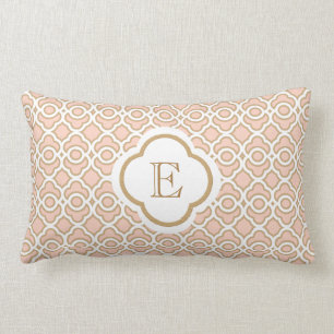 Coussin Rectangle Monogramme Blush Pink Gold Marocain