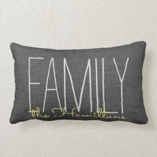 Coussin Rectangle Monogramme chic rustique de famille EN JAUNE
