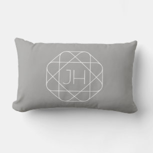 Coussin Rectangle Monogramme Cool, Style de Logo Hip Vibe Gris & B