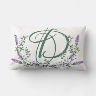 Coussin Rectangle Monogramme D Lavande Eucalyptus