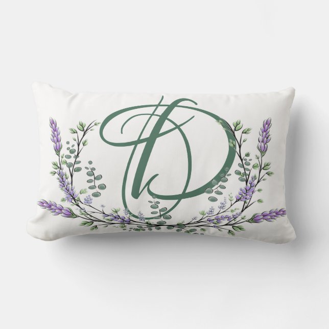 Coussin Rectangle Monogramme D Lavande Eucalyptus (Recto)