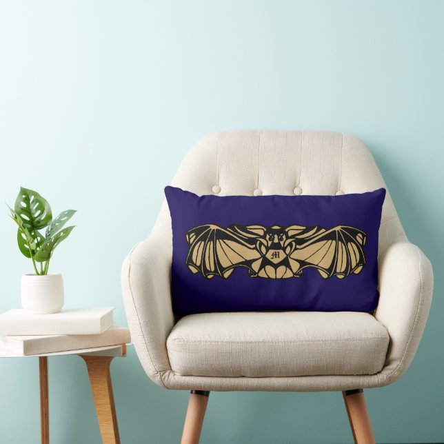 Coussin Rectangle Monogramme de chauve-souris gothique Art nouveau d (Chaise)