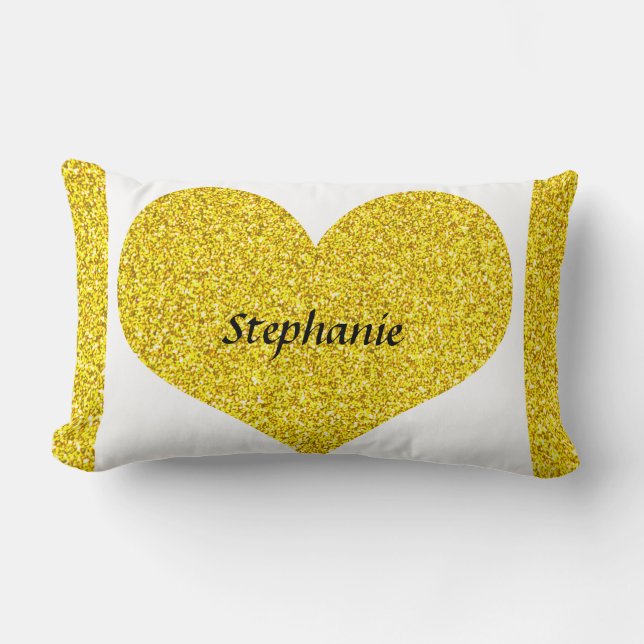 Coussin Rectangle Monogramme de cœur de la Saint-Valentin Paillettes (Recto)