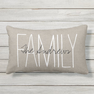 Coussin Rectangle Monogramme de famille rustique chic