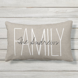 Coussin Rectangle Monogramme de famille rustique chic