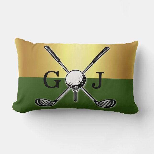 Coussin Rectangle Monogramme de golf élégant personnalisé minimalist (Recto)