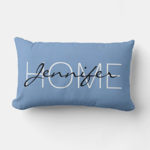 Coussin Rectangle monogramme de la maison couleur bleu pastel foncé