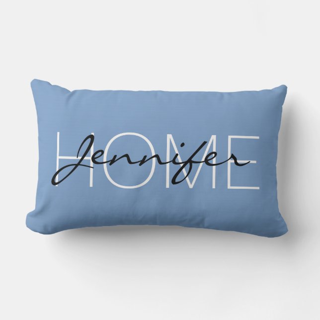 Coussin Rectangle monogramme de la maison couleur bleu pastel foncé (Recto)