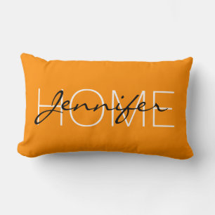 Coussin Rectangle monogramme de la maison couleur orange foncé