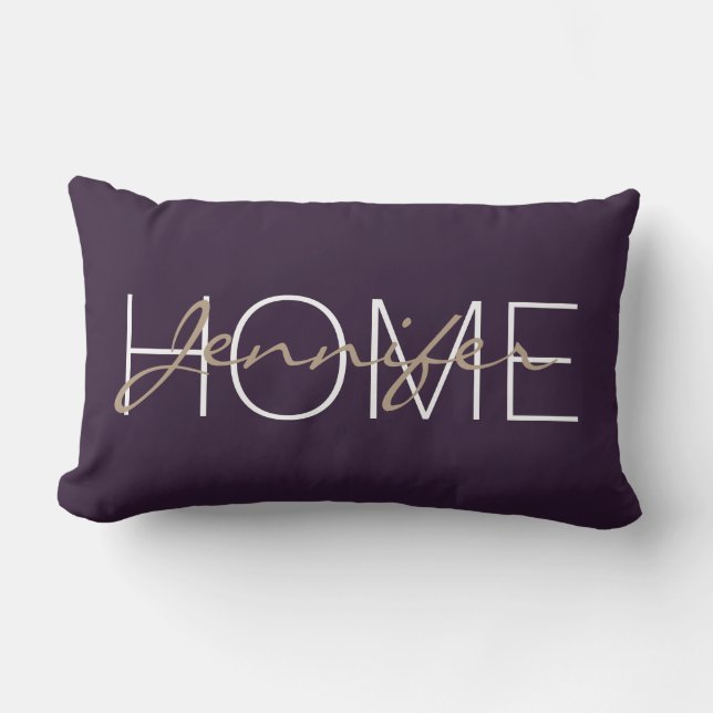 Coussin Rectangle monogramme de la maison couleur violet foncé (Recto)