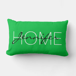 Coussin Rectangle monogramme de la maison de couleur vert pastel fon