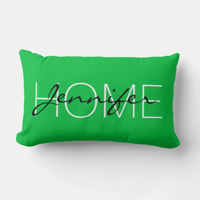 Coussin Rectangle monogramme de la maison de couleur vert pastel fon (Recto)