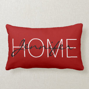 Coussin Rectangle Monogramme de la maison rouge de la pomme de bonbo
