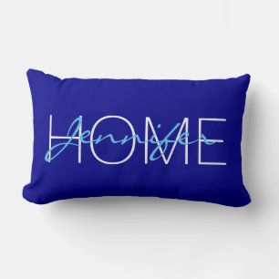 Coussin Rectangle monogramme de maison bleu foncé