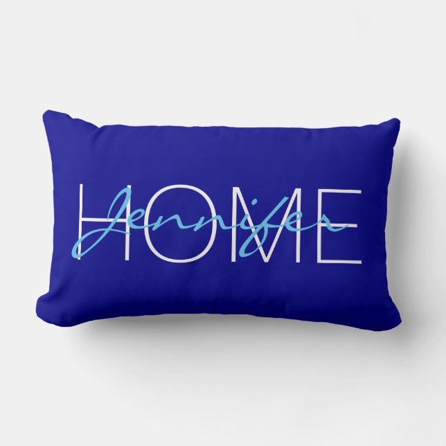 Coussin Rectangle monogramme de maison bleu foncé (Recto)
