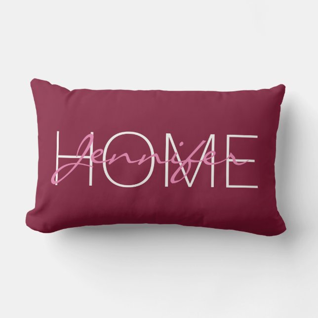 Coussin Rectangle Monogramme de maison couleur bordeaux (Recto)