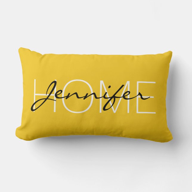 Coussin Rectangle monogramme de maison couleur citron profond (Recto)