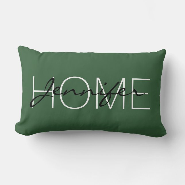Coussin Rectangle monogramme de maison couleur verte moss profonde (Recto)