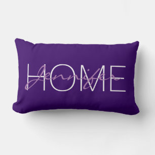 Coussin Rectangle monogramme de maison couleur violet profond