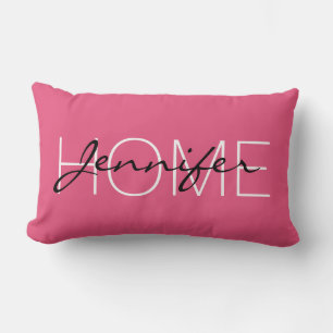 Coussin Rectangle Monogramme de maison de couleur rose foncé