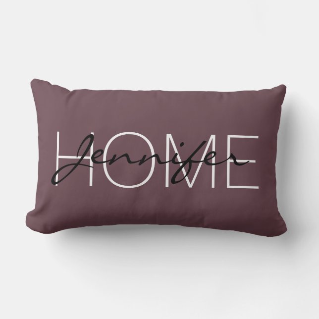 Coussin Rectangle monogramme de maison de couleur rouge profonde tos (Recto)