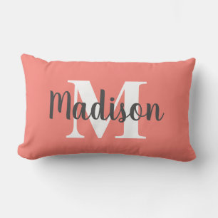 Coussin Rectangle Monogramme de nom de couleur modifiable personnali