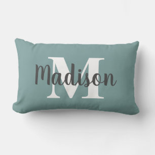 Coussin Rectangle Monogramme de nom de couleur personnalisable sarce