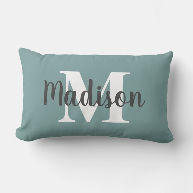Coussin Rectangle Monogramme de nom de couleur personnalisable sarce (Recto)