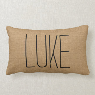 Coussin Rectangle Monogramme de nom de tan rustique