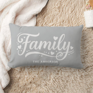 Coussin Rectangle Monogramme de script de cœur de la famille Gray
