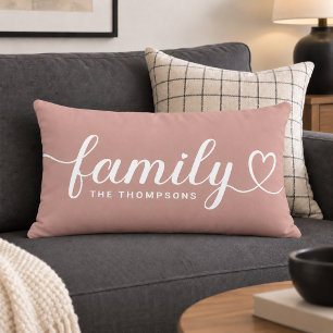 Coussin Rectangle Monogramme de script de cœur de la famille Rose po