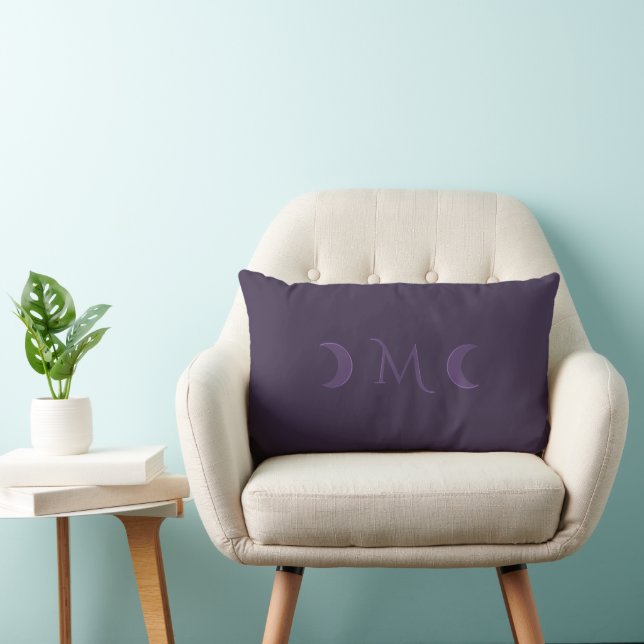 Coussin Rectangle Monogramme des lunes de croissant de violet poussi (Chaise)