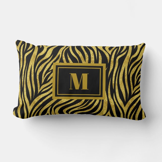 Coussin Rectangle Monogramme d'impression Zebra (Recto)