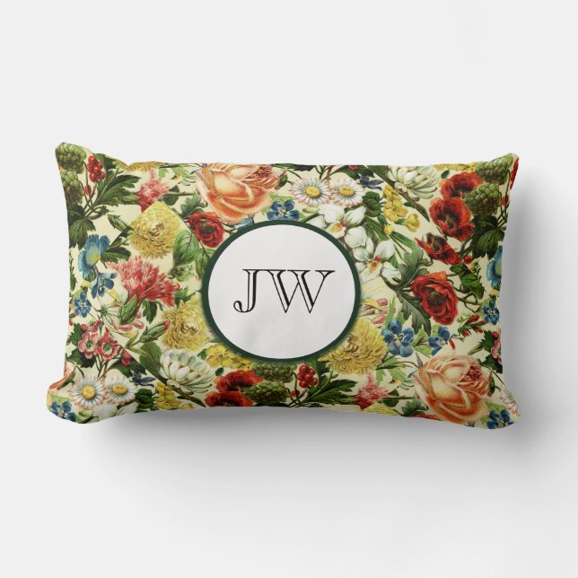 Coussin Rectangle monogramme du jardin botanique d'été Fleur sauvage (Recto)