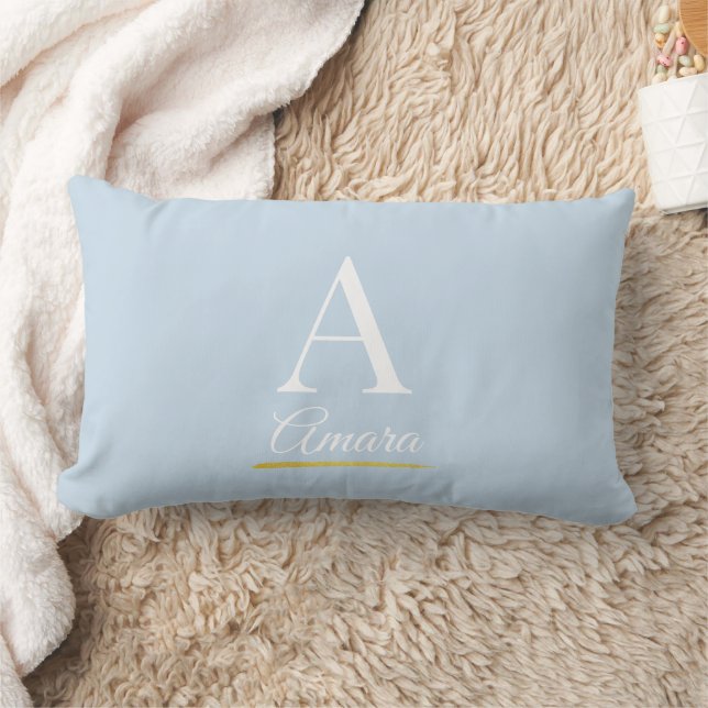 Coussin Rectangle Monogramme élégant bleu ciel (Couverture)