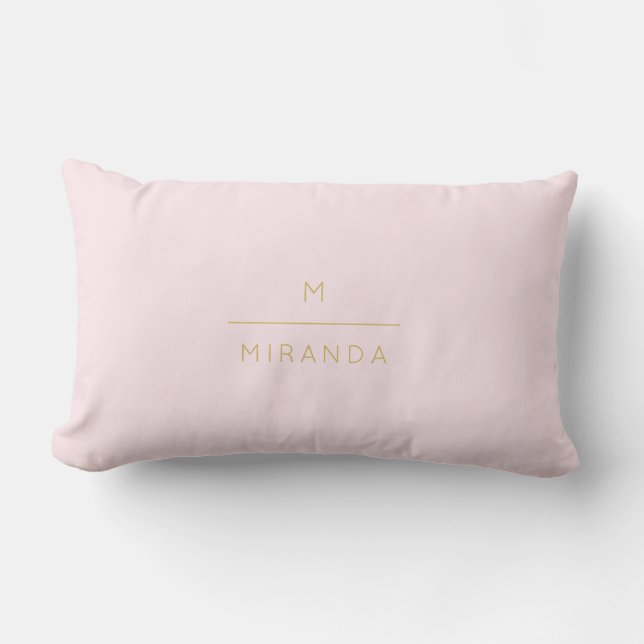 Coussin Rectangle Monogramme élégant rose rose or classique chic (Recto)