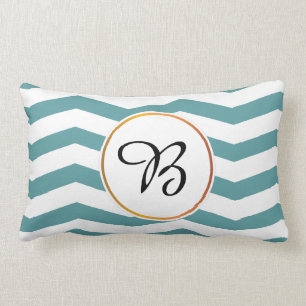 Coussin Rectangle monogramme et chevron modelés