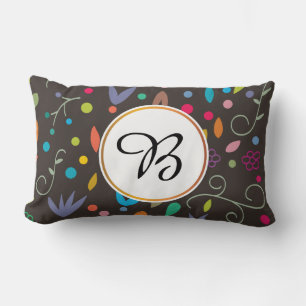 Coussin Rectangle monogramme et feuille