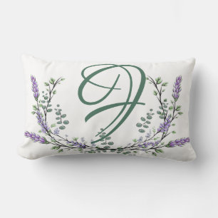 Coussin Rectangle Monogramme F Lavande Eucalyptus