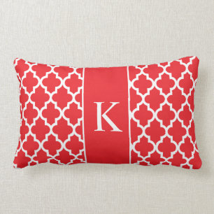 Coussin Rectangle Monogramme fait sur commande marocain rouge