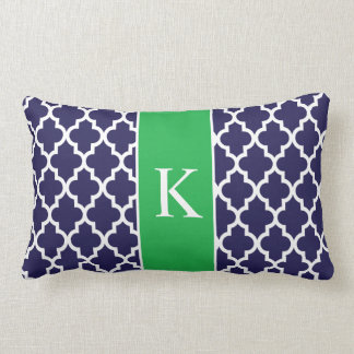 Coussin Rectangle Monogramme fait sur commande marocain vert de bleu