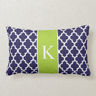 Coussin Rectangle Monogramme fait sur commande marocain vert de bleu