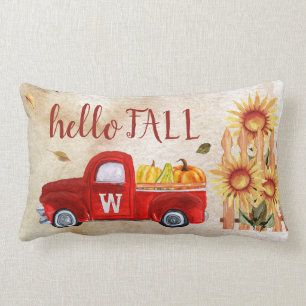 Coussin Rectangle Monogramme Fall est ici Le Citrouille De Camion Ro
