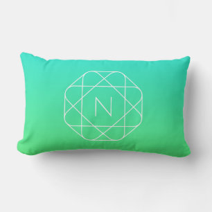 Coussin Rectangle Monogramme géométrique cool Ombre Vert bleu et c