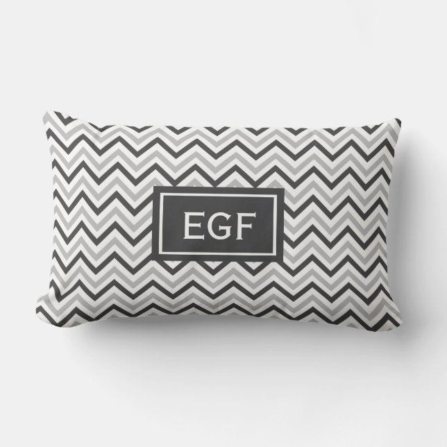 Coussin Rectangle Monogramme Grey Chevron (Recto)