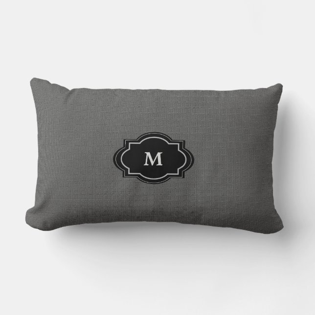 Coussin Rectangle Monogramme gris-foncé rustique moderne de famille (Recto)