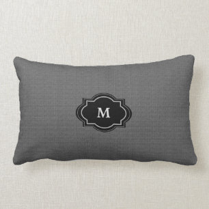 Coussin Rectangle Monogramme gris-foncé rustique moderne de famille