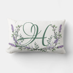 Coussin Rectangle Monogramme H Lavande Eucalyptus