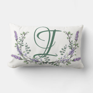 Coussin Rectangle Monogramme I Lavande Eucalyptus